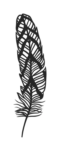 Сельский декоративный черное перо каракули винтажное искусство графический вектор . — стоковый вектор