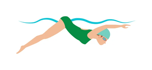 Nadador dinâmico e apto na respiração do boné realizando a piscina do curso da borboleta ilustração do vetor do esporte . —  Vetores de Stock