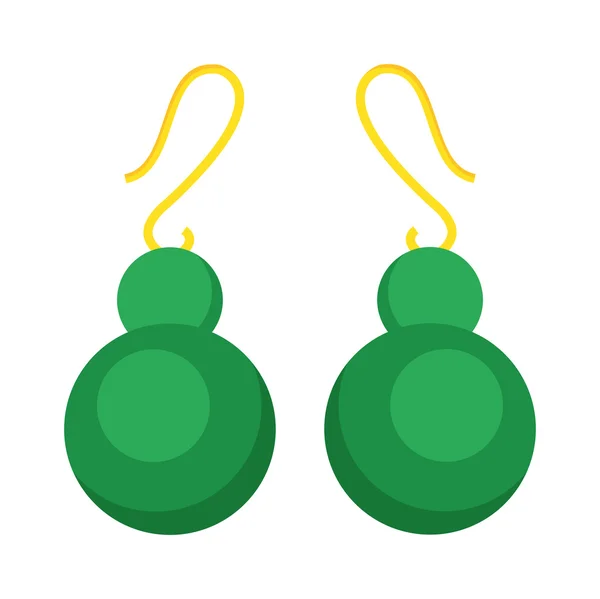 Groene oorbellen prachtige accessoire geïsoleerd. — Stockvector
