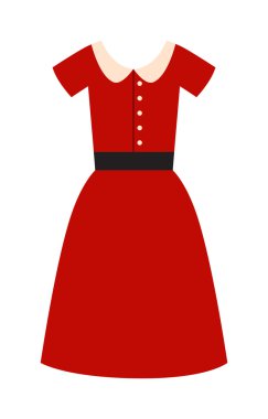 Romantik model zerafet kırmızı elbise moda çekici stil vektör illüstrasyon.