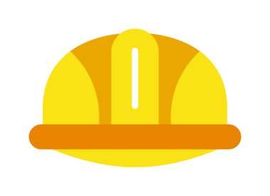 Yellow construction helmet safety industry protective worker hard hat vector illustration