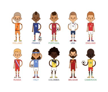 Futbol takım Spor Futbol oyuncular grup vektör çizim.