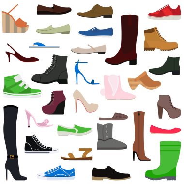 Women shoes isolated collection of various types female footwear vector illustration. clipart