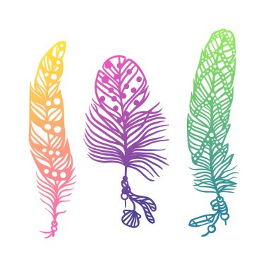 Kabile etnik renkli tüyler yaratıcı sanat kavramı vektör illüstrasyon