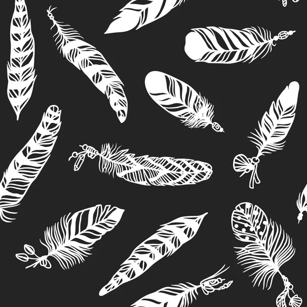 Seamless pattern with decorative feather background vector illustration. — Stock Vector