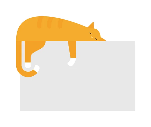 Lindo gato durmiendo en plataforma casa felino doméstico joven adorable gatito dibujos animados vector ilustración . — Vector de stock