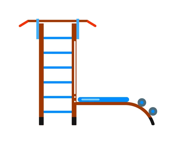 Sports staircase trainer exercises gymnastics ladder and wall bars vector. — Stock Vector