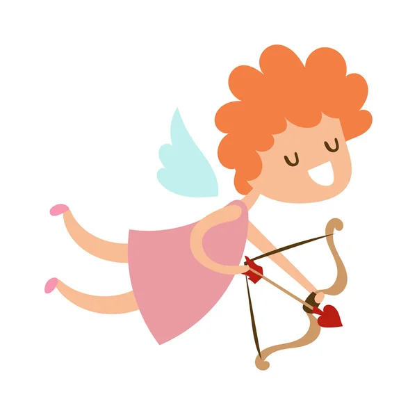 Sylwetkę ilustracja kreskówka latający dziecko skrzydło valentine wektor ładny. — Wektor stockowy