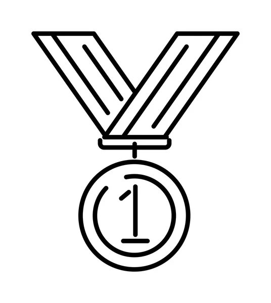 Premio de la medalla de oro ganador de la competencia símbolo con el contorno de la cinta icono del vector de arte . — Vector de stock