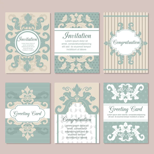 Ensemble de carte d'invitation de mariage design flyer pages ornement vecteur concept . — Image vectorielle