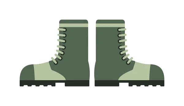 Old military boots leather combat soldier footwear vector illustration — Stock Vector