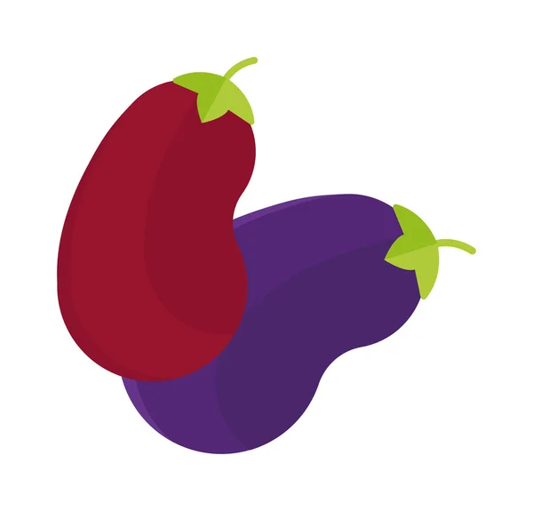 Terong atau aubergine Sayuran diisolasi Ungu, organik, sehat Vektor makanan ilustrasi . - Stok Vektor