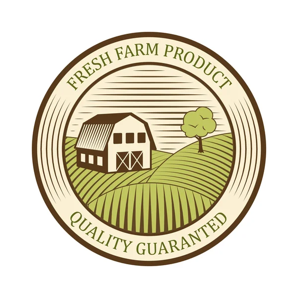 Flat farm logo label and design badge natural production vintage emblem vector. — Stock Vector