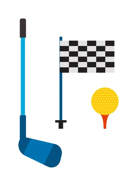 一套高尔夫俱乐部发球和球运动休闲设备隔离矢量插图 — 图库矢量图片