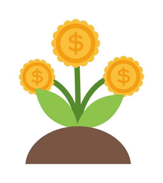 Vector iconos planos diseño dinero flor dólar signo concepto de inversión . — Vector de stock