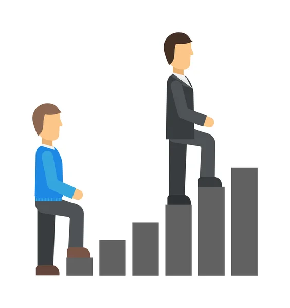 Стартап бізнес команда працює концепція чоловіки піднімаються по сходах успіх люди працюють Векторні ілюстрації . — стоковий вектор