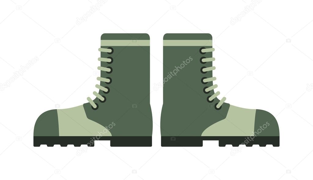 Stará bojová Vojenská obuv kožená bojová vojna, ilustrace vektorová. 