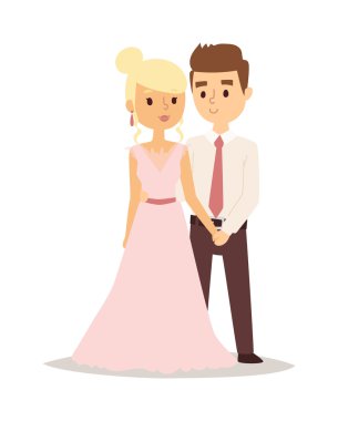 Happy bride and groom on wedding romance love couple vector.