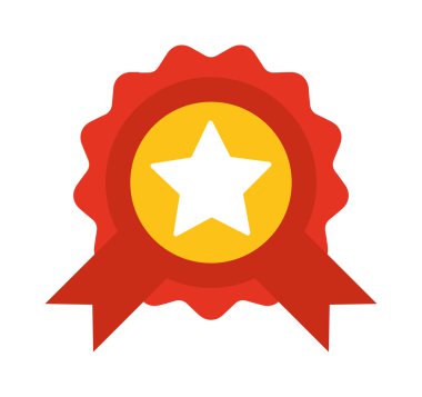 Şeritler ve yıldız vektör illüstrasyonlu kırmızı etiket.