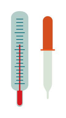 Tıbbi termometre beyaz arka plan sıcaklık ölçüm ekipmanı vektöründe izole edildi.