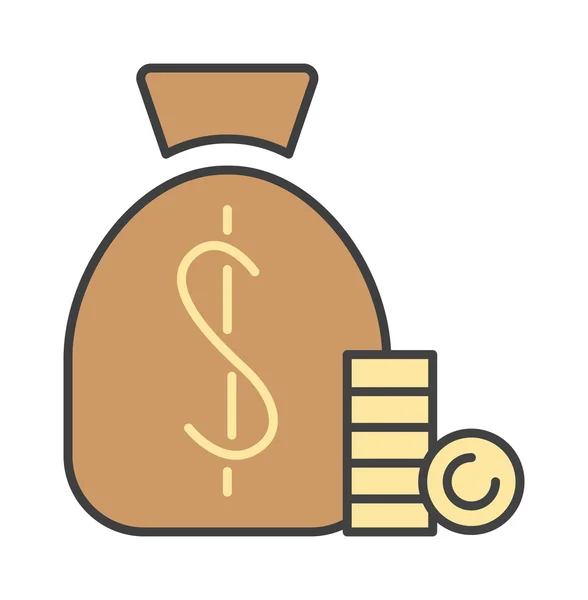 Dinero bolsa signo icono moneda símbolo de negocio plano diseño vector . — Vector de stock