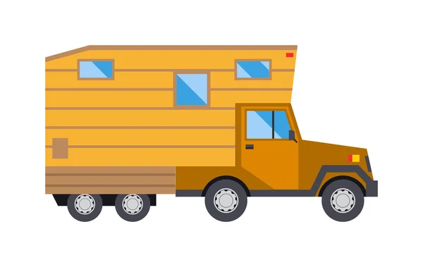 Familiar viajero camión verano viaje concepto caravana coche casa vector . — Vector de stock