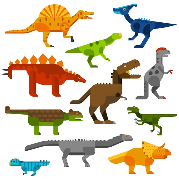 Cretaceous dinosaurs ground cartoon vector illustration. — 图库矢量图片