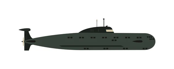 Isolated military submarine old army sea ship transport vector illustration. — Stok Vektör