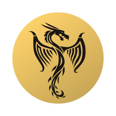 Altın ejderha sinek vektör illüstrasyon.