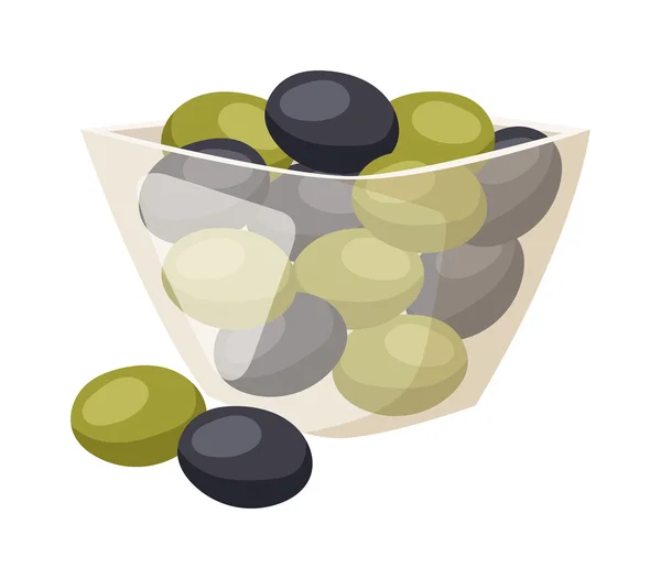 Olive in plate vector illustration. — Stock Vector