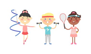 Sport kids vector illustration.