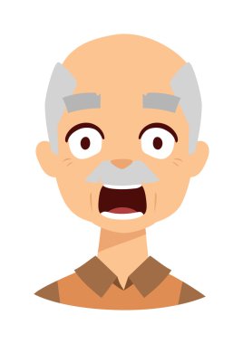 Yaşlı adam korkmuş vektör illüstrasyon.