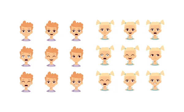 Illustration vectorielle visage emoji enfants . — Image vectorielle