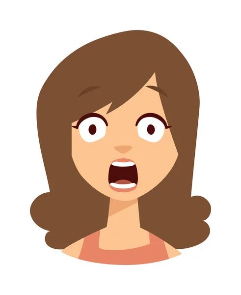 Mujer miedo cara vector ilustración . — Vector de stock