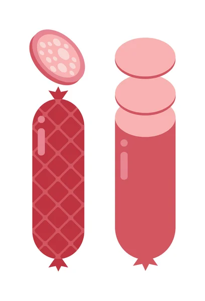 Gerookte salami worst geïsoleerde vector. — Stockvector