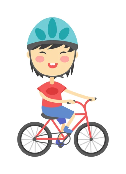 Chica en bicicleta vector ilustración . — Vector de stock
