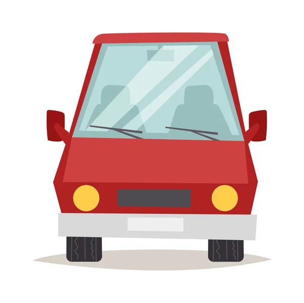 Dibujos animados rojo coche vista frontal diseño plano vector ilustración — Vector de stock