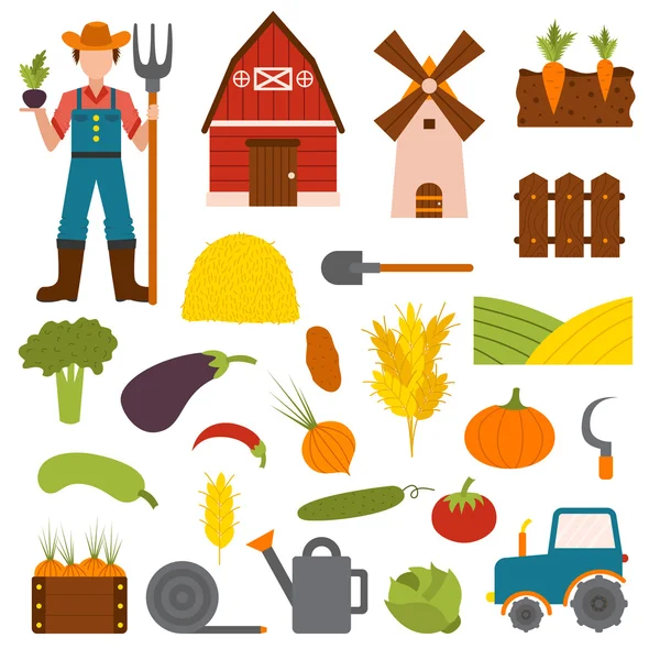 Zöldség-Farm vektor illusztráció. — Stock Vector