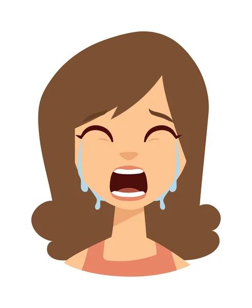 Mujer llorando ilustración vector . — Vector de stock