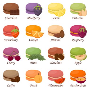 Macaroons illüstrasyon vektör.