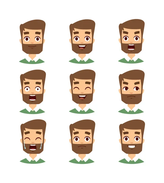 Bearded man face vector illustration. — Stockvector