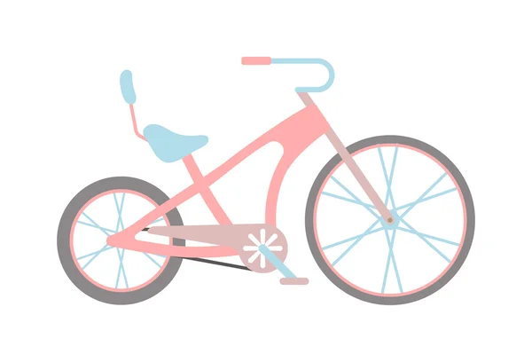 Frauen rosa Fahrrad isoliert auf weißem Hintergrund — Stockvektor