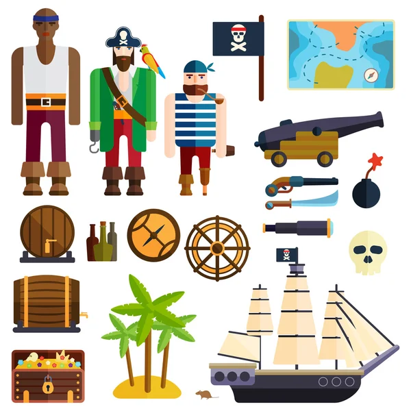 Símbolos piratas ilustração vetorial . — Vetor de Stock