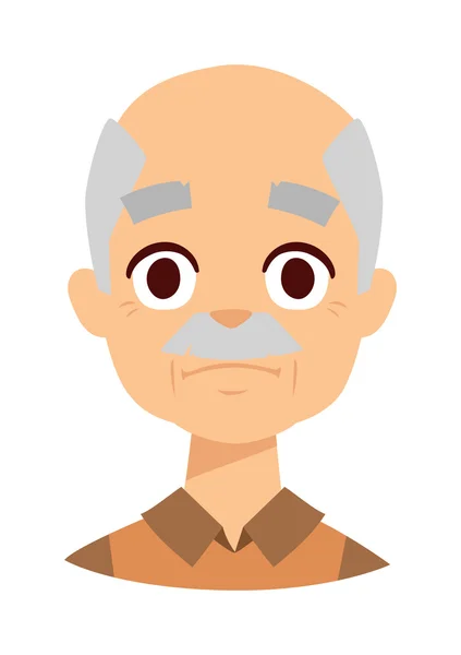 Tristeza abuelo cara vector ilustración . — Archivo Imágenes Vectoriales