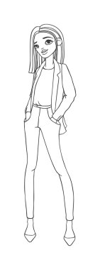 Sketch girl vector illustration.