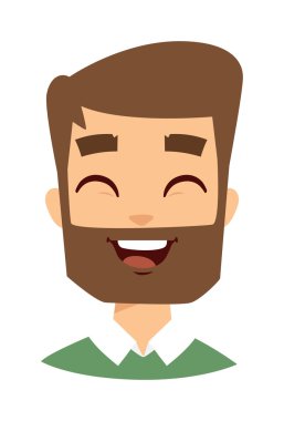 Mutlu hipster yüz vektör illüstrasyon.