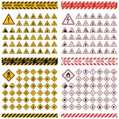 Danger sign vector collection.