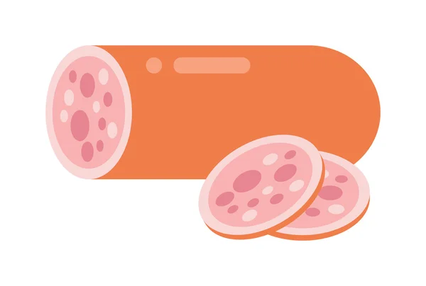 Gerookte salami worst geïsoleerde vector. — Stockvector
