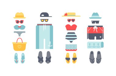 Beachwear vektör seti.