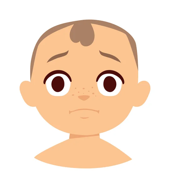 Sadness chłopiec twarz wektor ilustracja. — Wektor stockowy